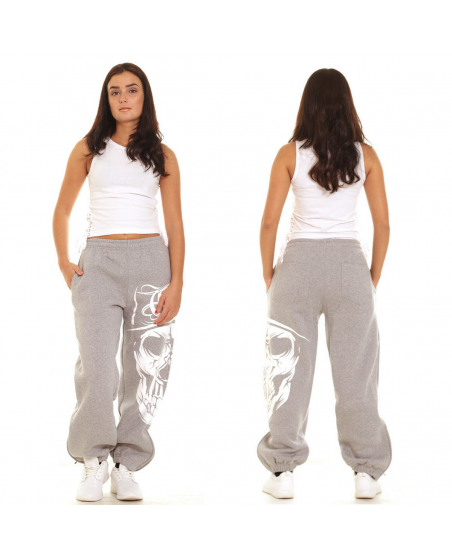Cali Skull Ladies Sweatpants Grey by BSAT