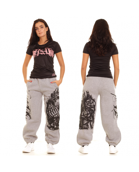 Praying Skull Ladies Sweatpants Grey by BSAT