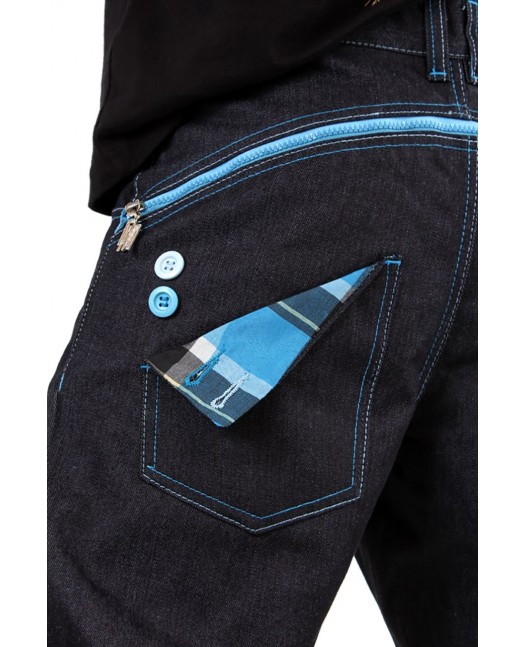 Dirty Money Baggy Zip Arc Check Blue...