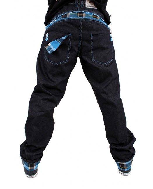 Dirty Money Baggy Zip Arc Check Blue...