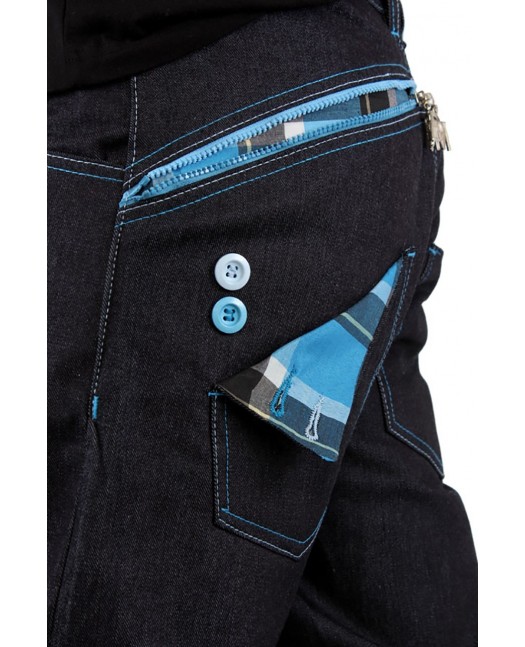 Dirty Money Baggy Zip Arc Check Blue...