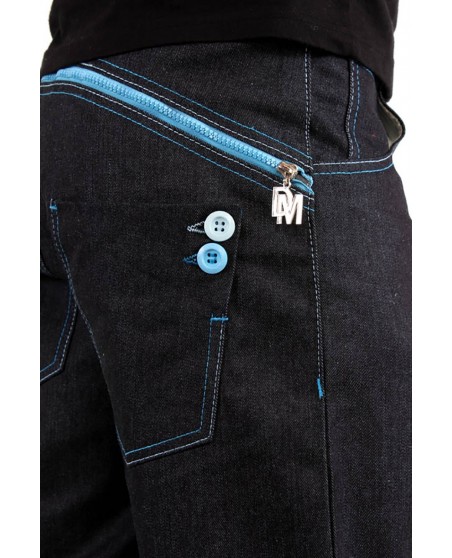 Dirty Money Baggy Zip Arc Check Blue Jeans
