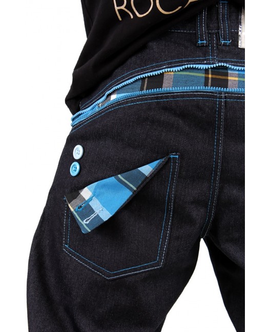 Dirty Money Baggy Zip Arc Check Blue...
