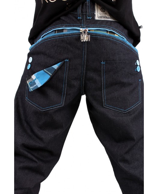 Dirty Money Baggy Zip Arc Check Blue...