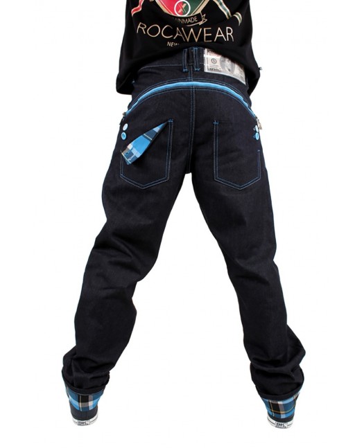 Dirty Money Baggy Zip Arc Check Blue...
