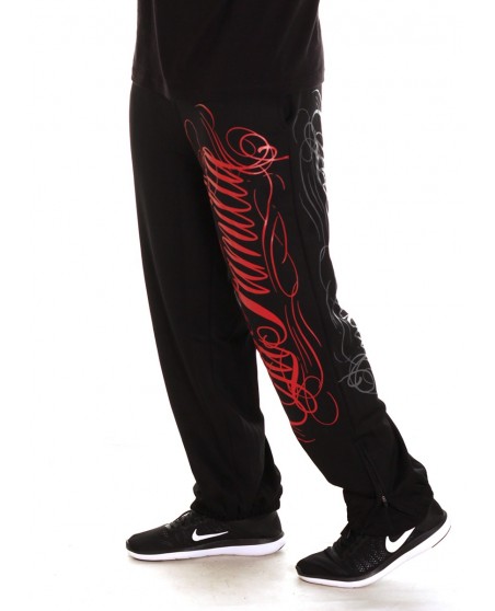 LA FAMILIA Sweatpants BlackNRed by BSAT