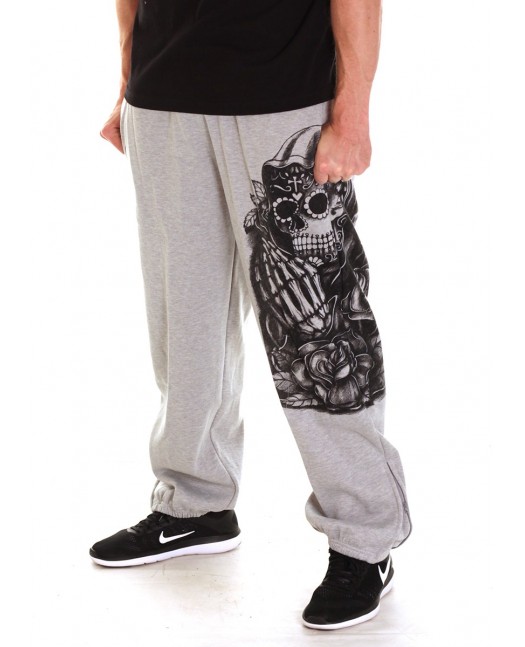 Praying Skull Sweatpants Grey by BSAT