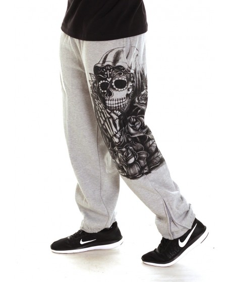 Praying Skull Sweatpants Grey by BSAT