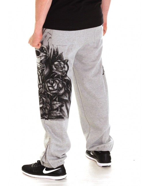 Praying Skull Sweatpants Grey by BSAT
