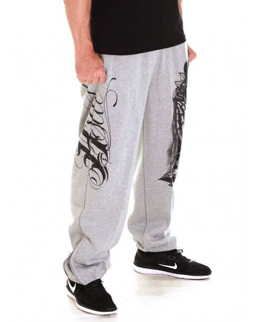 Praying Skull Sweatpants Grey by BSAT