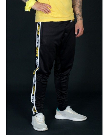 FAT313 Endurance Track Pants Black Yellow/White Stripes