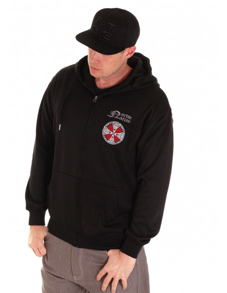 Nordic Worlds Shield Red Zip Hoodie