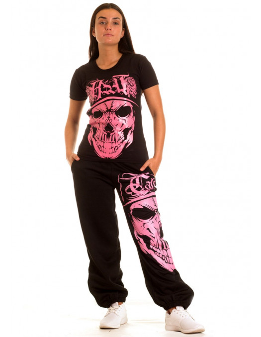 BSAT Rose Cali Skull Tee BlackNPink