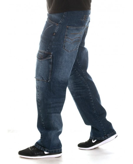 FAT313 Cargo Denim Jeans Blue Washed