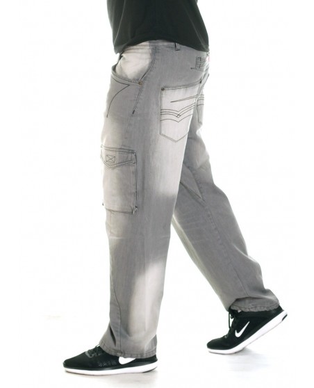 FAT313 Cargo Denim Jeans Grey Washed