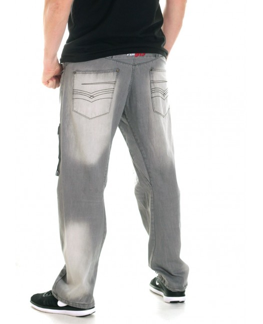 FAT313 Cargo Denim Jeans Grey Washed