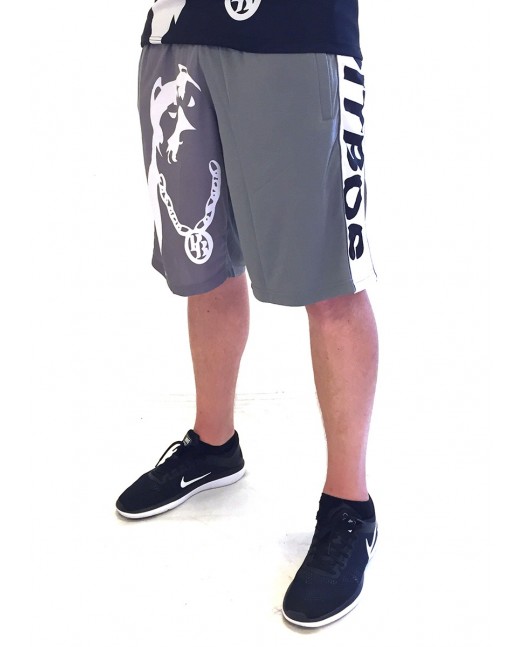 Pitbos Shorts Dog Logo Grey