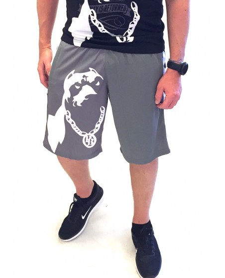Pitbos Shorts Dog Logo Grey