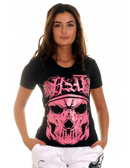 BSAT Rose Cali Skull Tee BlackNPink