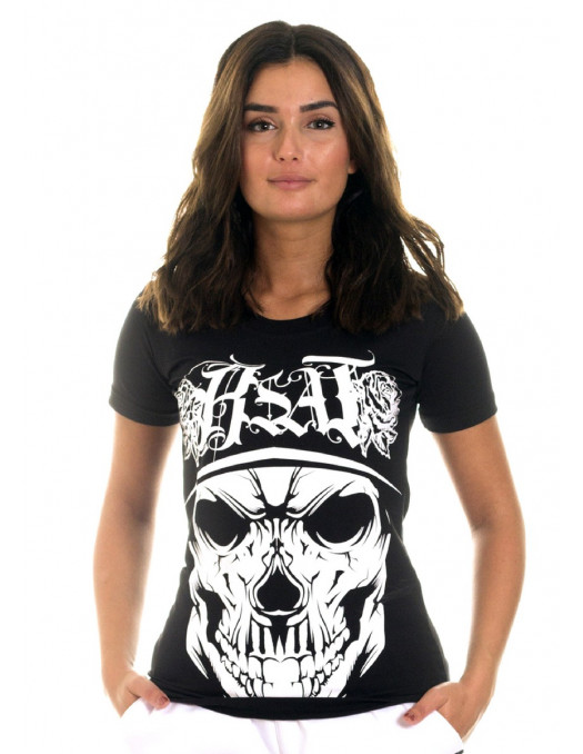 BSAT Rose Cali Skull Tee BlackNWhite