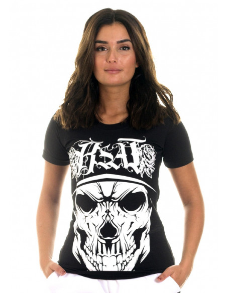BSAT Rose Cali Skull Tee BlackNWhite