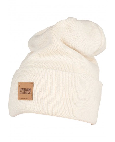 Urban Classics Leatherpatch long Beanie Sand
