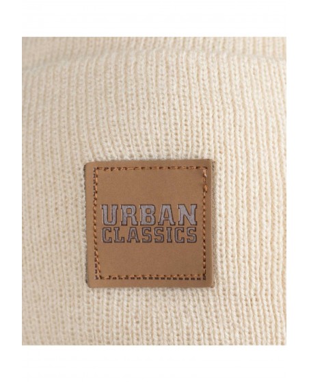 Urban Classics Leatherpatch long Beanie Sand