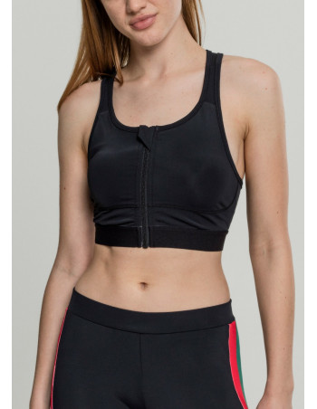 Tech Mesh Zipped Bra Black