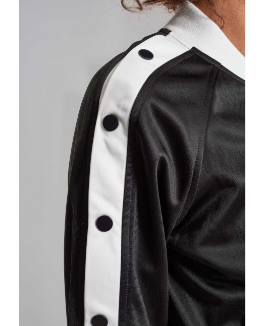 Button Up Track Jacket BlackNWhite