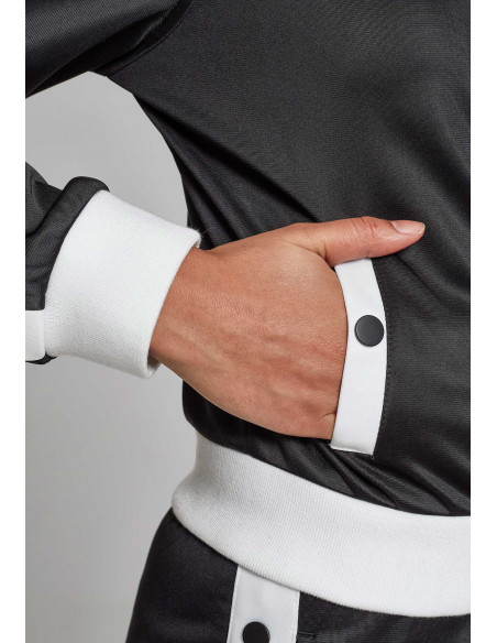 Button Up Track Jacket BlackNWhite