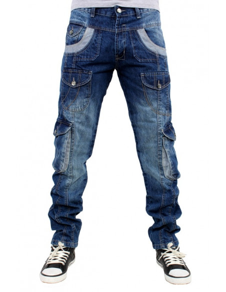 Brooklyn Mint Cargo Patrol Combat Jeans Blue Stone Washed