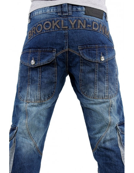 Brooklyn Mint Cargo Patrol Combat Jeans Blue Stone Washed