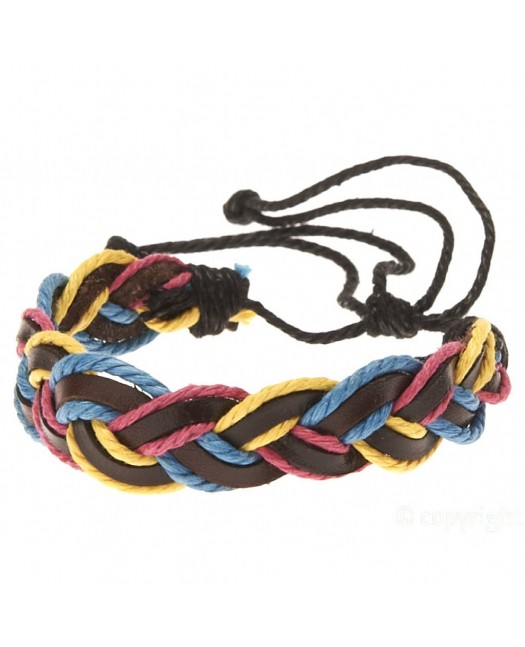 Leather Bracelet - Braided Pink, Blue...