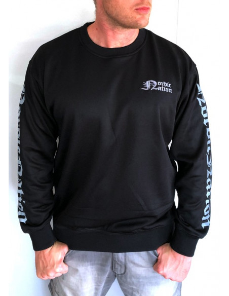 Nordic Worlds Thor's Hammer CrewNeck BlackNBlueGrey