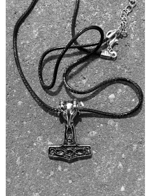 Thors Hammer Necklace silverNblack