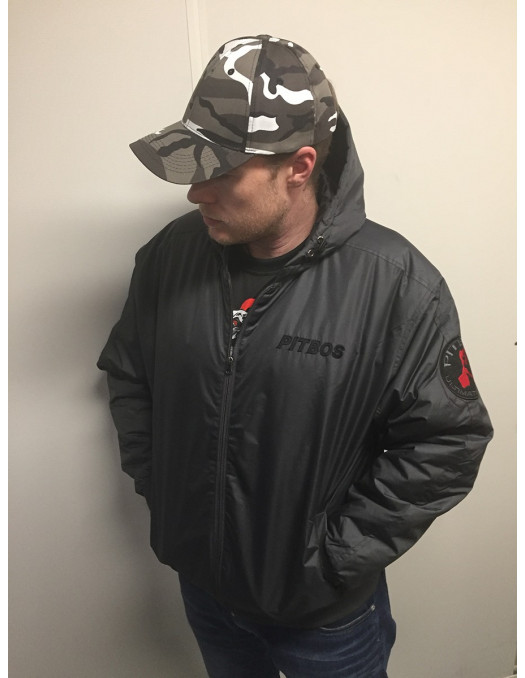 Pitbos Dog Winter Jacket DarkgreyNRed