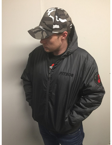 Pitbos Dog Winter Jacket DarkgreyNRed