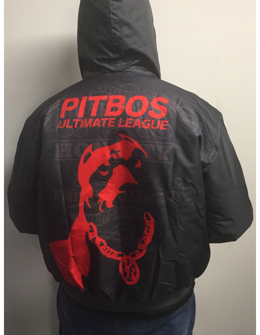 Pitbos Dog Winter Jacket DarkgreyNRed