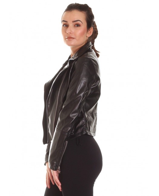 Biker Faux Leather Jacket Black