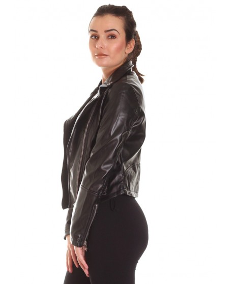 Biker Faux Leather Jacket Black