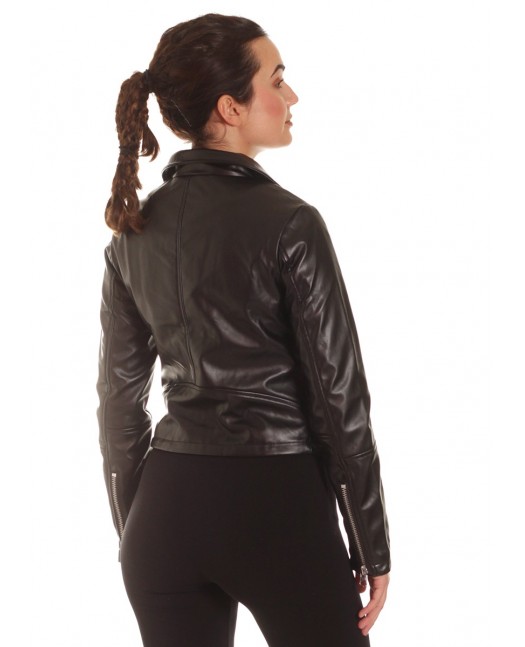 Biker Faux Leather Jacket Black
