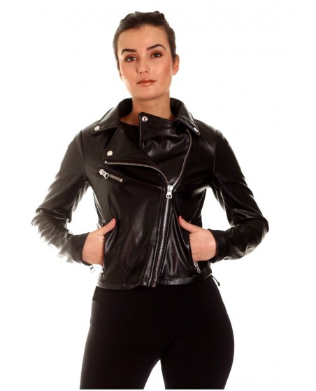 Biker Faux Leather Jacket Black