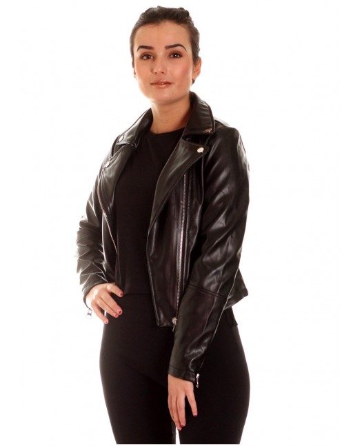 Biker Faux Leather Jacket Black