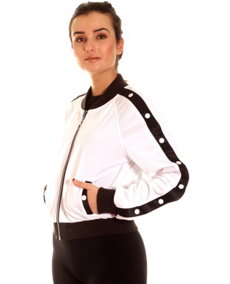 Button Up Track Jacket WhiteNBlack