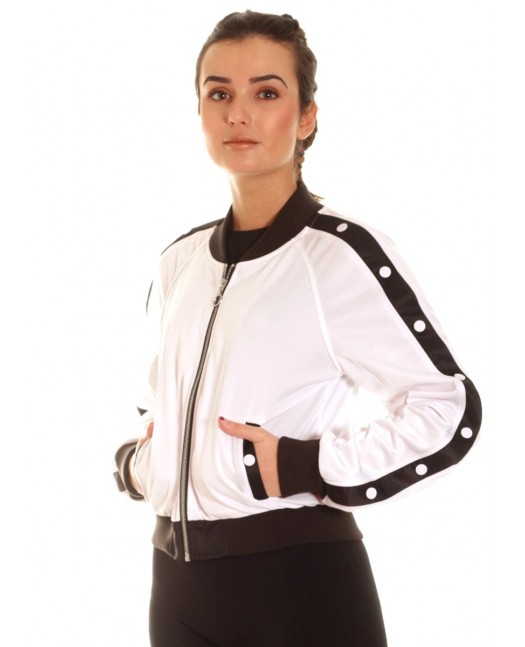 Button Up Track Jacket WhiteNBlack