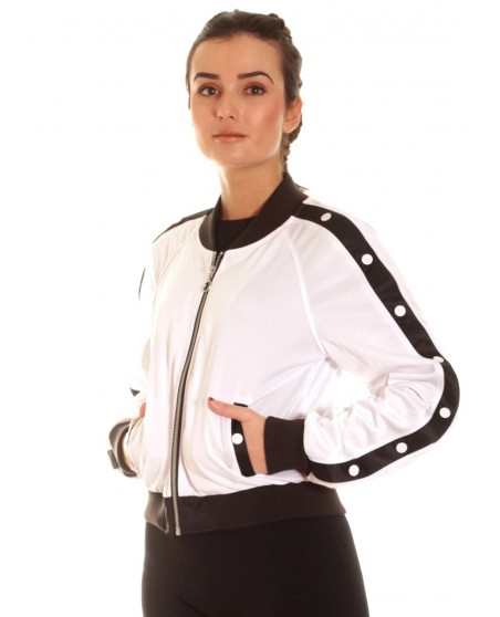 Button Up Track Jacket WhiteNBlack