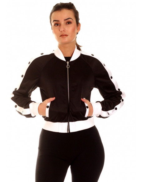 Button Up Track Jacket BlackNWhite