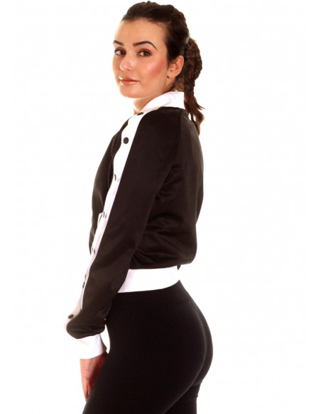 Button Up Track Jacket BlackNWhite