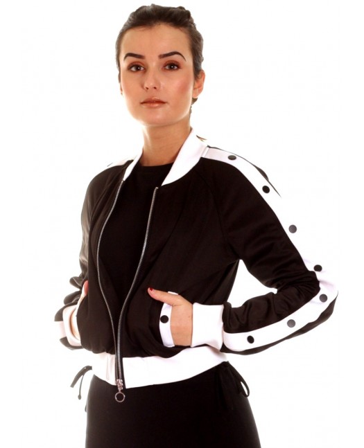 Button Up Track Jacket BlackNWhite
