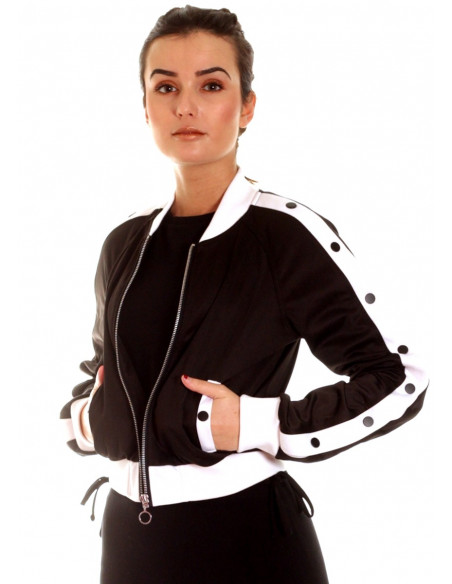 Button Up Track Jacket BlackNWhite
